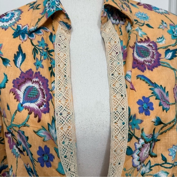 Revolve Pitusa Collared Floral Tie Shirt Multicolor Lace Boho SZ M Crochet NWOT - Picture 4 of 11